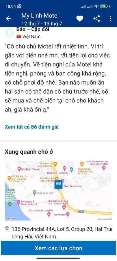 My Linh Motel 976 Duong Vo Thi Sau Long Hai Eksteriør bilde